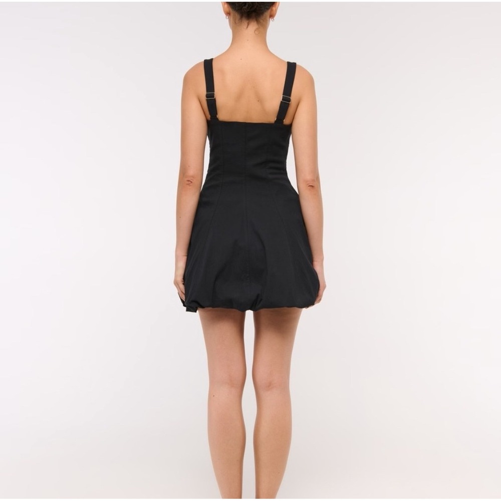 Abercrombie Fitch Dress Mila Bubble Hem Mini XL Black Square Neck Coquette Chic - Picture 2 of 12